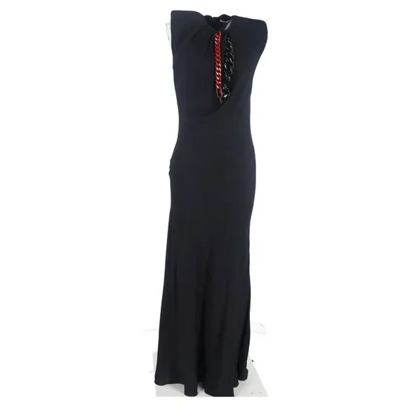 Stella Mccartney Chain Detail Maxi Dress in Black Viscose